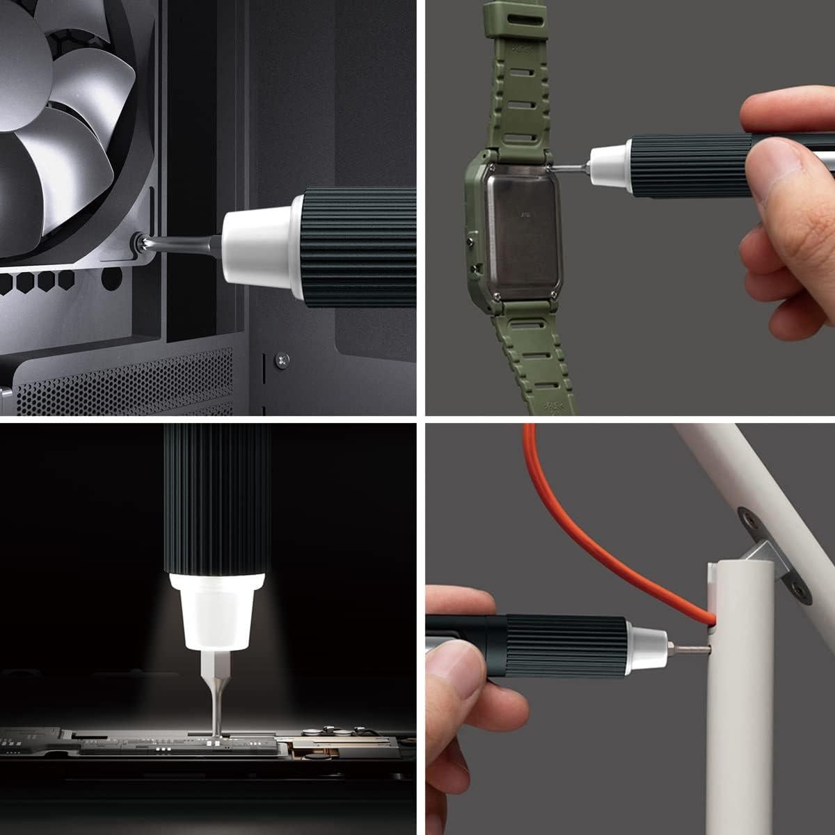 Gear Adjustable Mini Electric Screwdriver,JAKEMY Laptop Screwdriver Repair Tool Kit Cordless Torque Power with Light Manual&Automatic Rechargeable for Phone,Consoles,Toys,Ect, (JM-E21A)