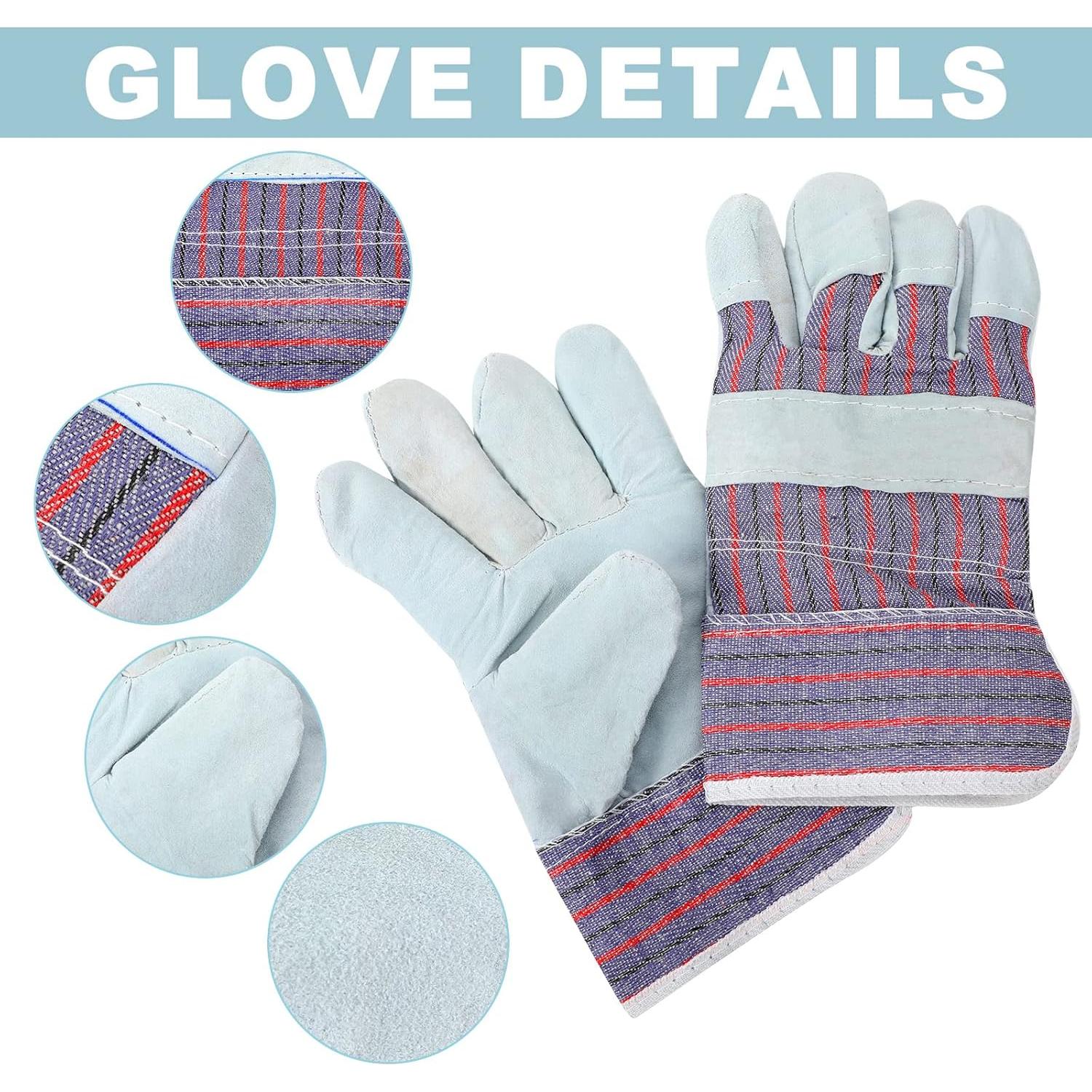 Guantes de Trabajo Jiuguva 24 Pares Algodón y Cuero Rojo/Azul