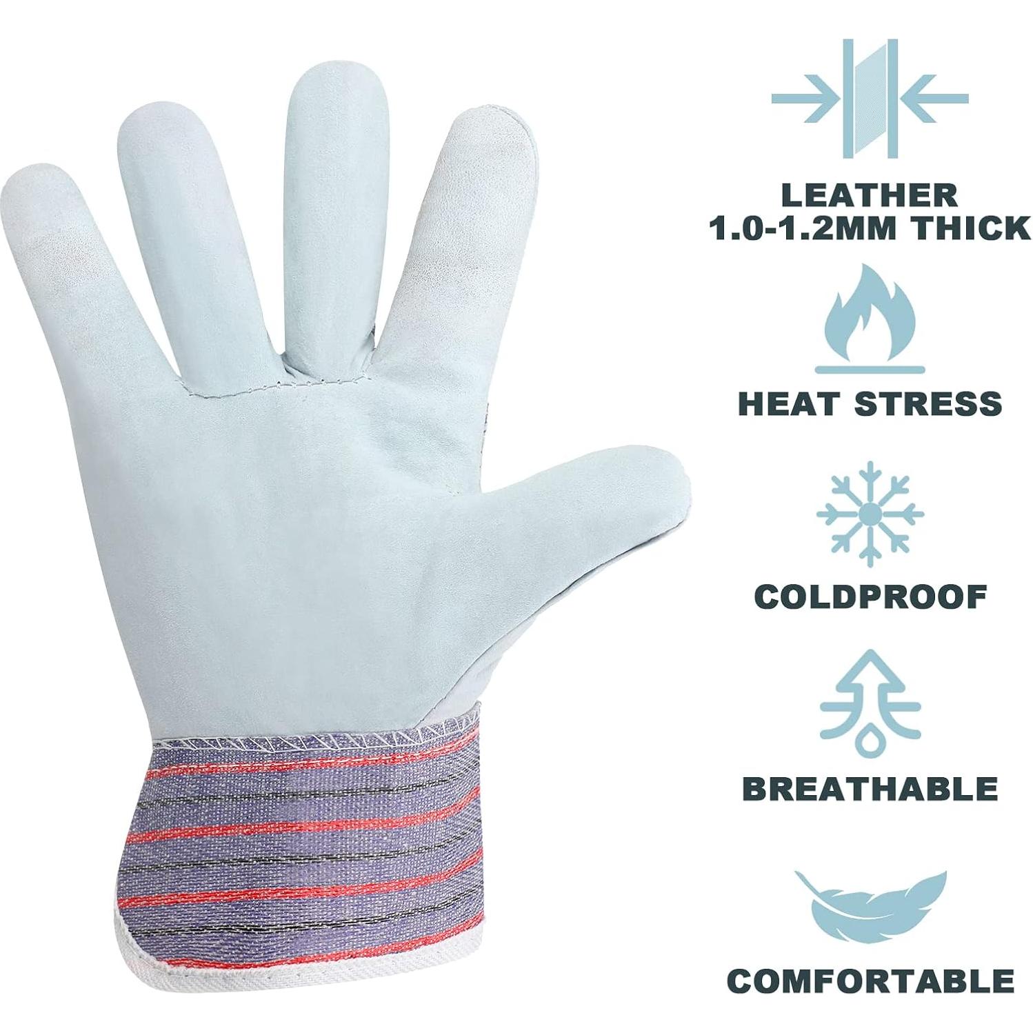 Guantes de Trabajo Jiuguva 24 Pares Algodón y Cuero Rojo/Azul