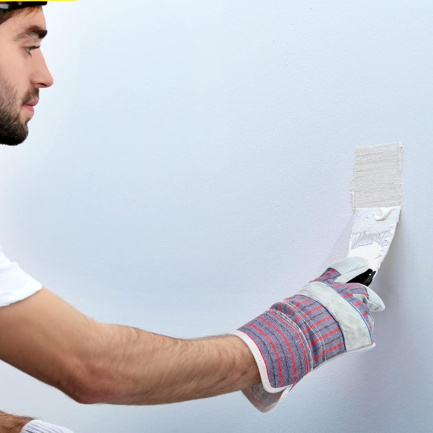 Guantes de Trabajo Jiuguva 24 Pares Algodón y Cuero Rojo/Azul