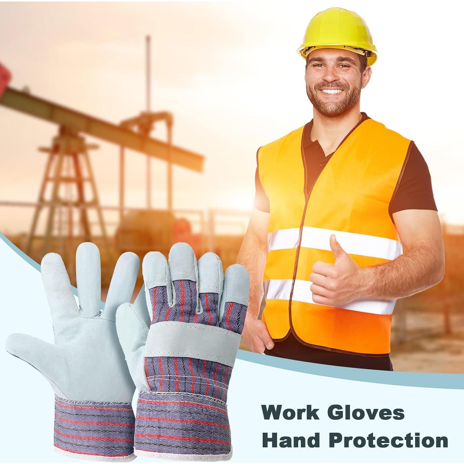 Guantes de Trabajo Jiuguva 24 Pares Algodón y Cuero Rojo/Azul