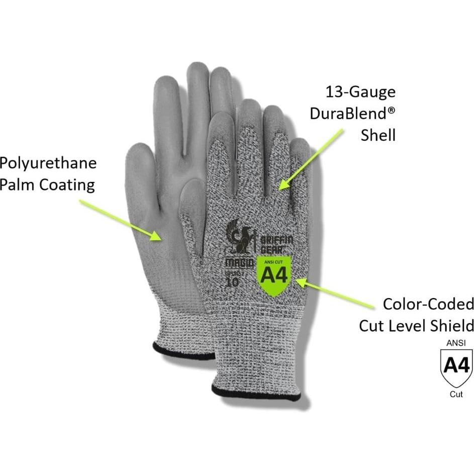 Guantes de Trabajo MAGID Nitrilo A4 12 Pares Talla 9