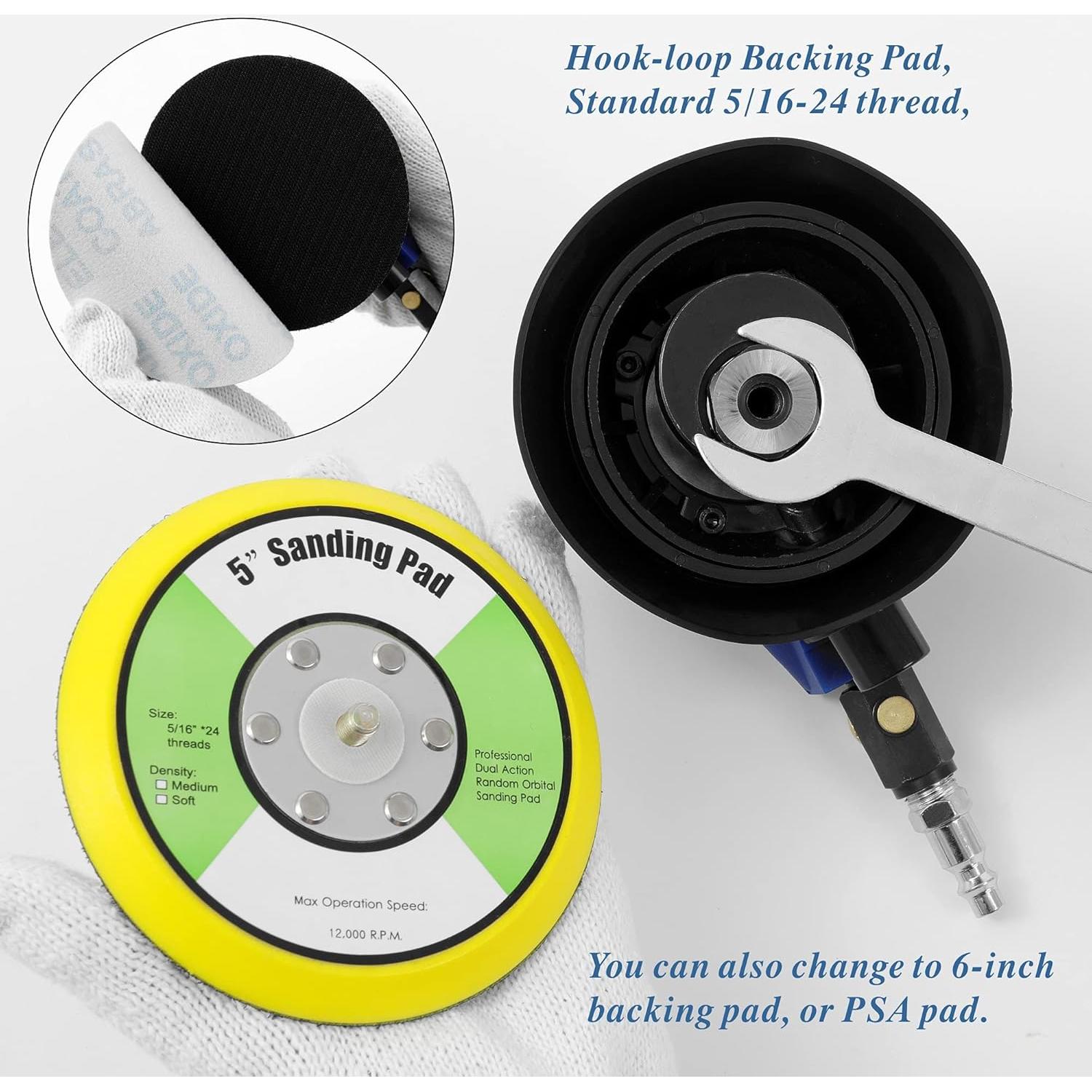 Lijadora Orbital Neumática UPWOOD 5" con 10 Papeles de Lija