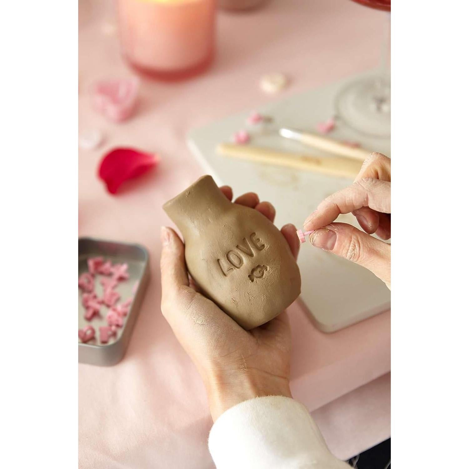 Pott'd Air Dry Clay for Adults Date Night Special Edition. Beginners Home Pottery Kit for Adults. DIY Craft Kit for Adults. Kit Includes: Air-Dry Clay, Tools, Paints, Brushes, Sealant, How-to-Guides