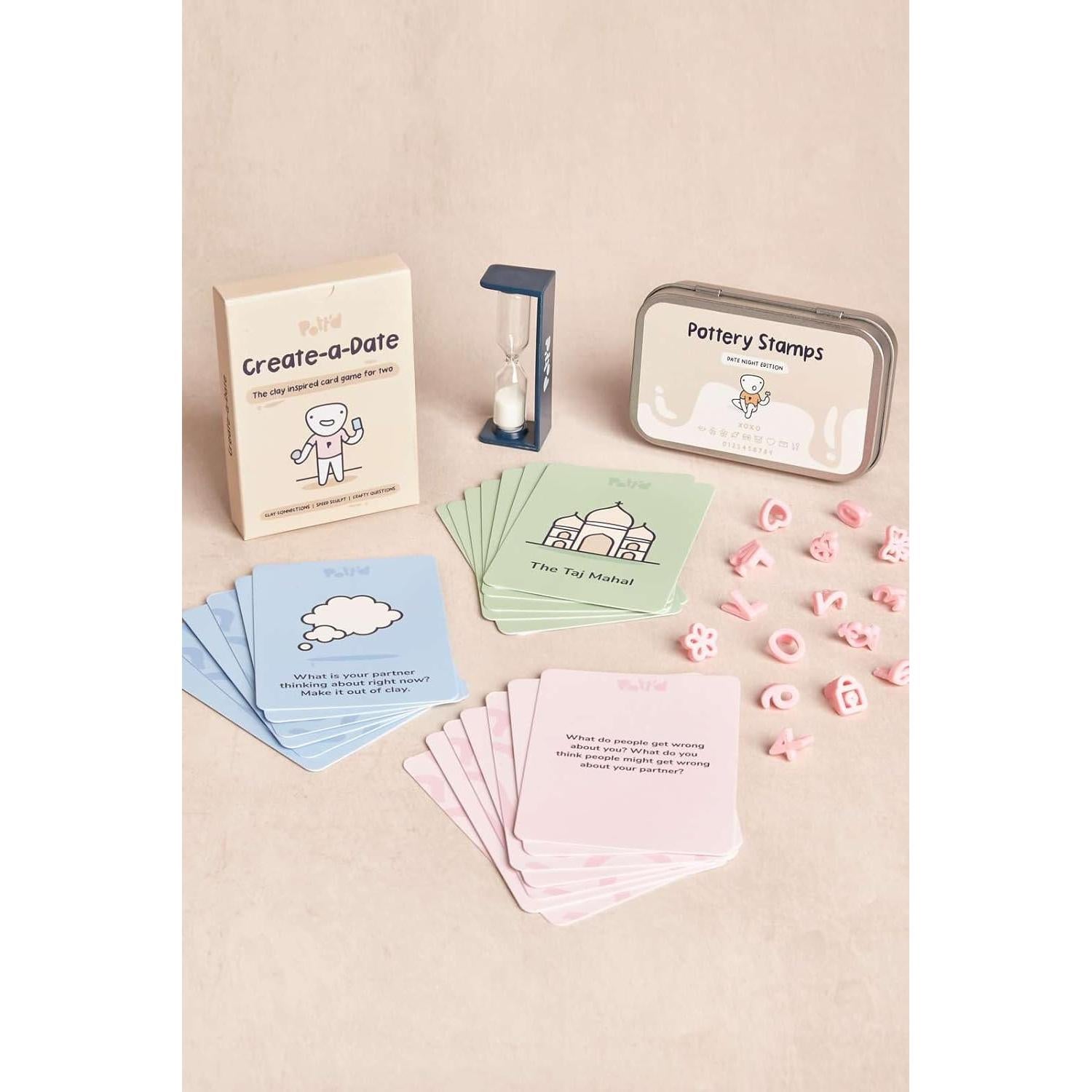 Pott'd Air Dry Clay for Adults Date Night Special Edition. Beginners Home Pottery Kit for Adults. DIY Craft Kit for Adults. Kit Includes: Air-Dry Clay, Tools, Paints, Brushes, Sealant, How-to-Guides