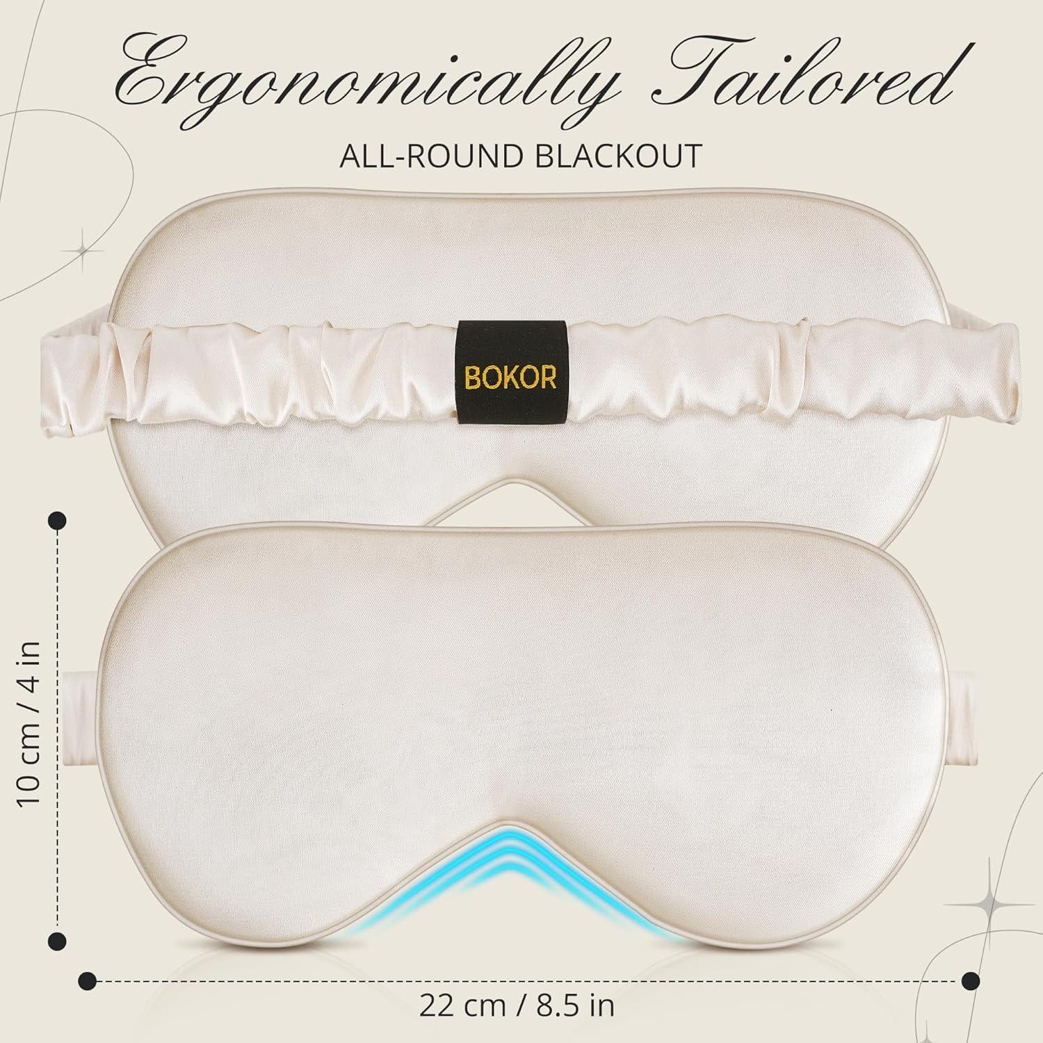 Máscara de Sueño de Seda BOKOR Champagne - Bloquea Luz