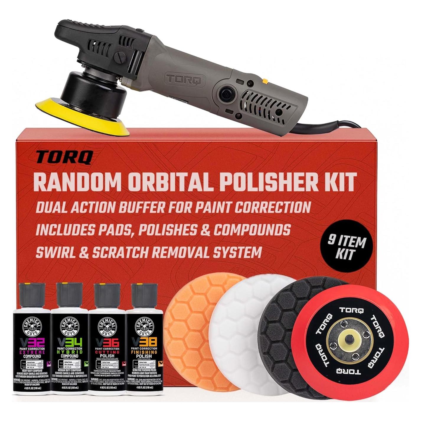 Kit Pulidora Orbital Aleatoria Chemical Guys TORQX 700W 9 Piezas