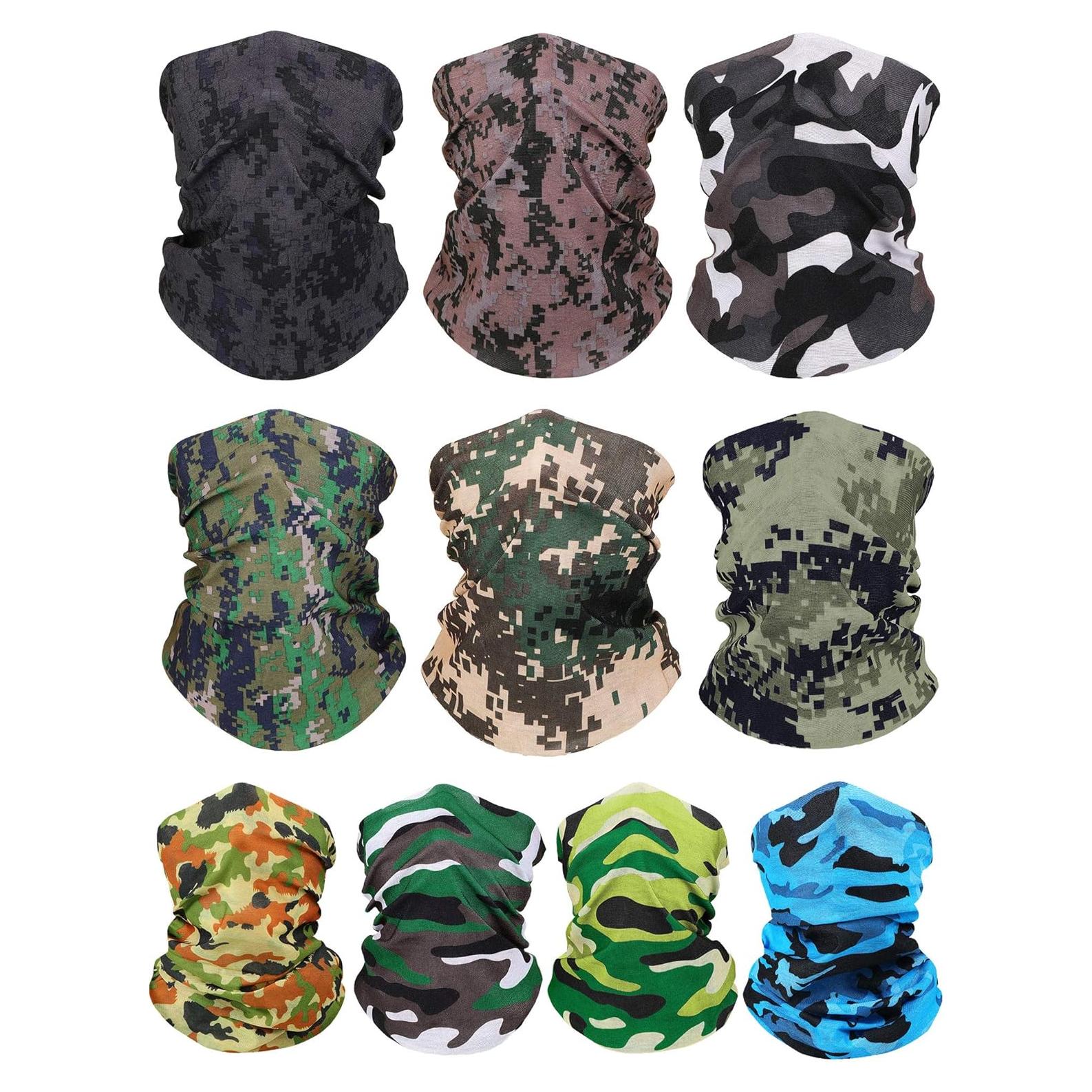 10 Bandanas Sin Costura Gaiter de Cuello Camuflaje
