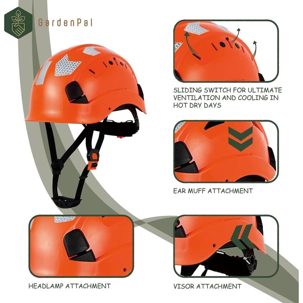 Casco de Seguridad GardenPal Naranja Ajustable Ventilado ABS
