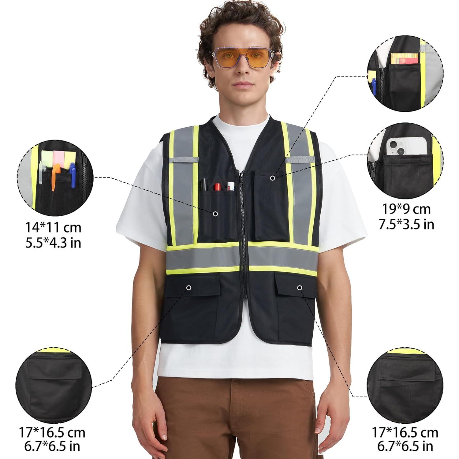 Chaleco de Seguridad A-KSAFETY Unisex Reflectante con Bolsillos