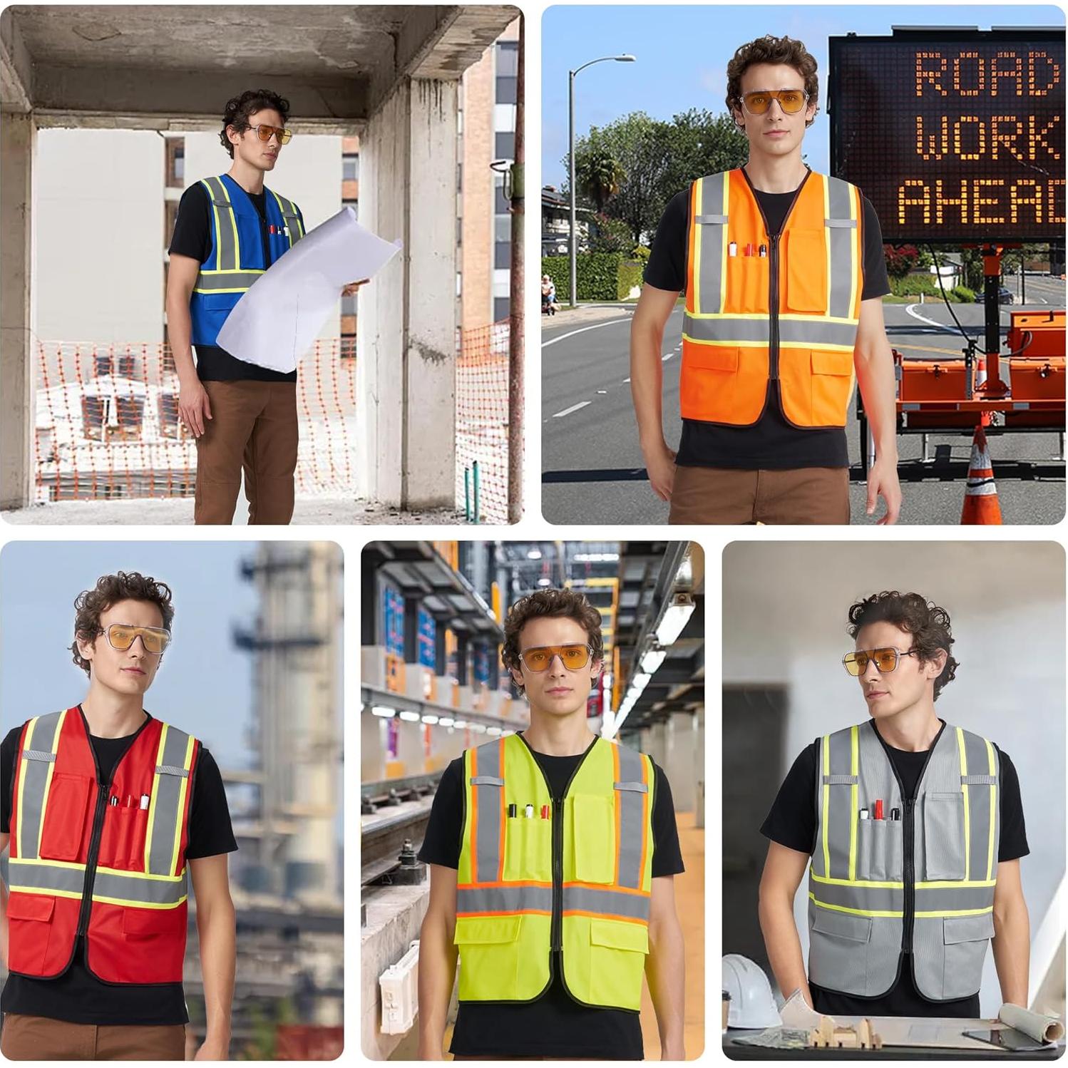 Chaleco de Seguridad A-KSAFETY Unisex Reflectante con Bolsillos