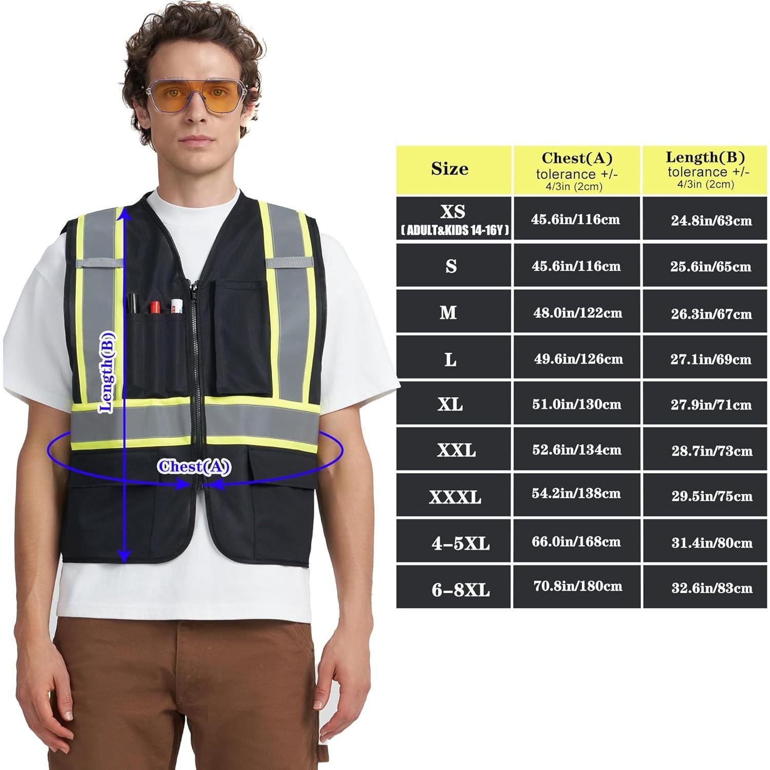 Chaleco de Seguridad A-KSAFETY Unisex Reflectante con Bolsillos