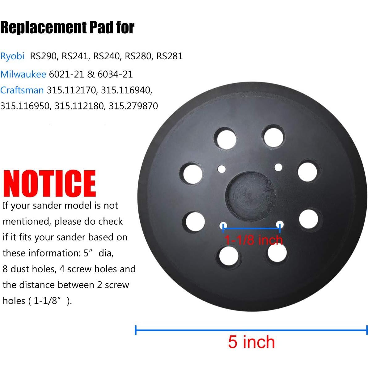 Almohadilla de Lijadora 5" Tockrop para Ryobi y Ridgid