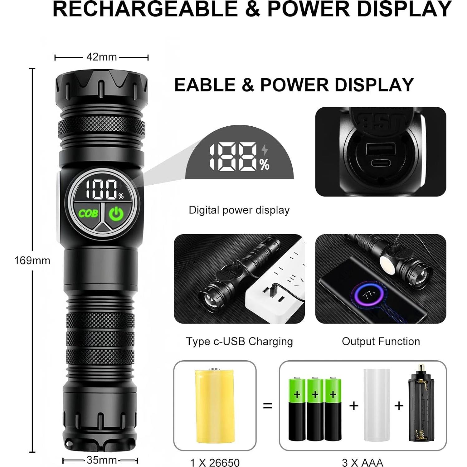 Linterna Recargable Iodoo 5000 Lúmenes Luz LED UV