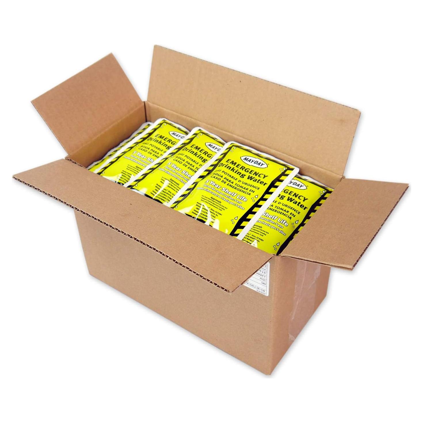 Pouch de Agua de Emergencia Mayday 50 Bolsas 125ml Vida Útil 5 Años