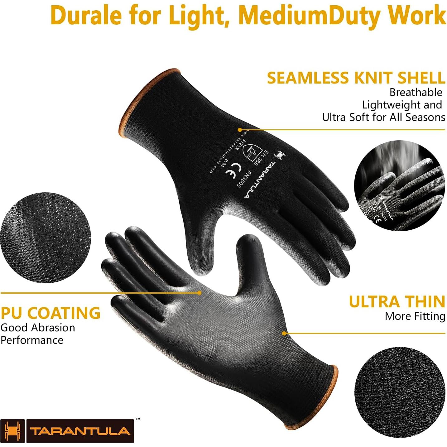 Guantes de Trabajo PU Recubiertos - 12 Pares Medianos