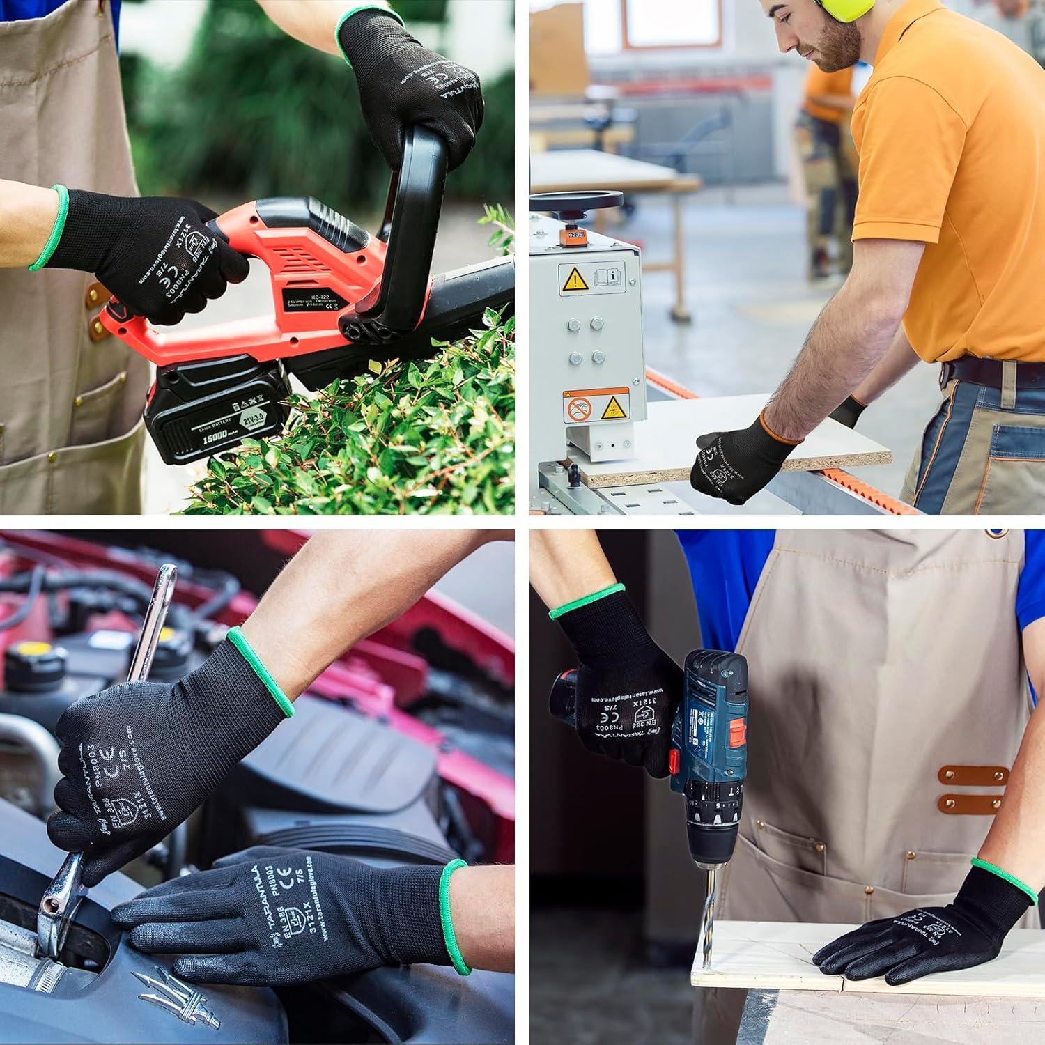 Guantes de Trabajo PU Recubiertos - 12 Pares Medianos