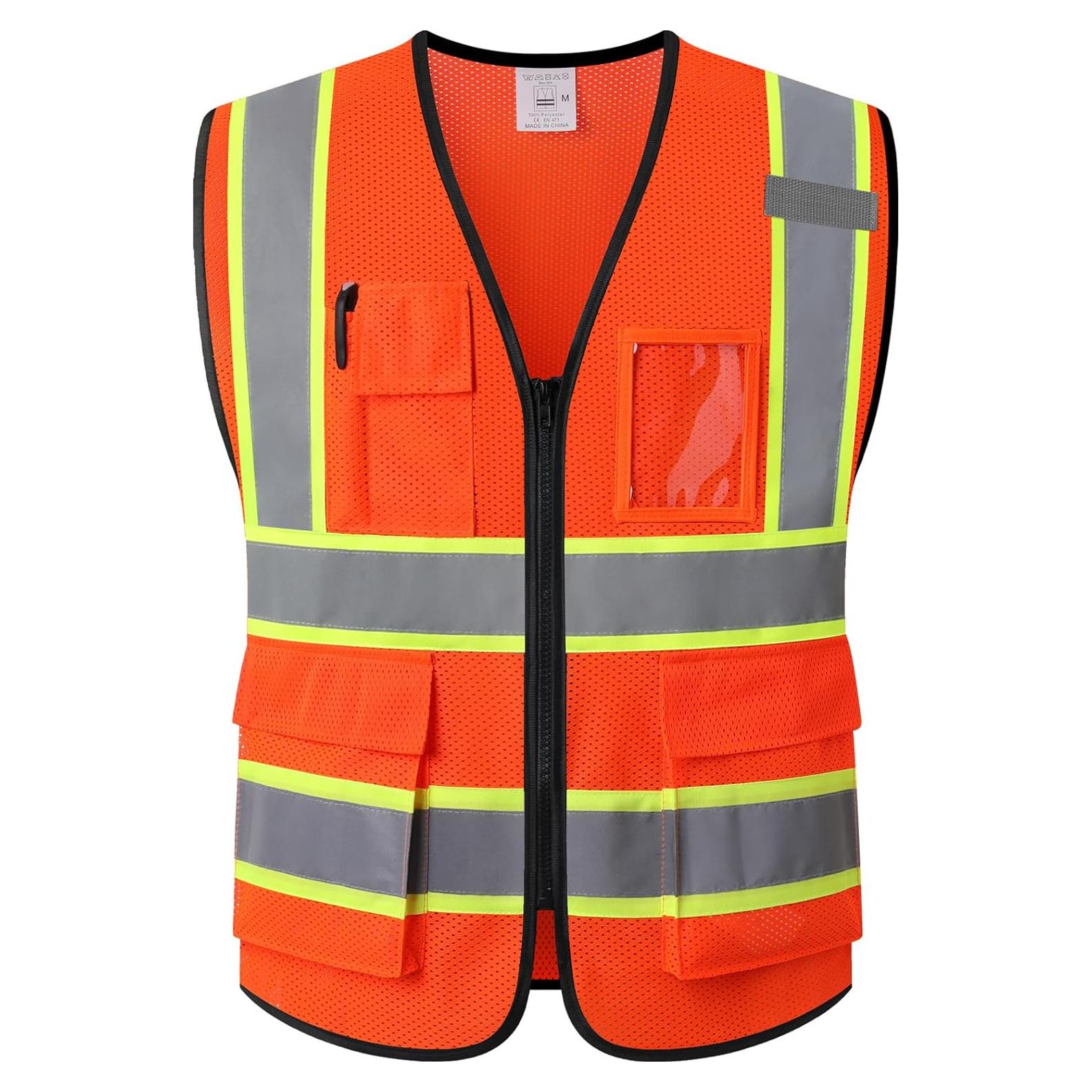 Chaleco Reflectante Kazsaifo Naranja Mediano 5 Bolsillos