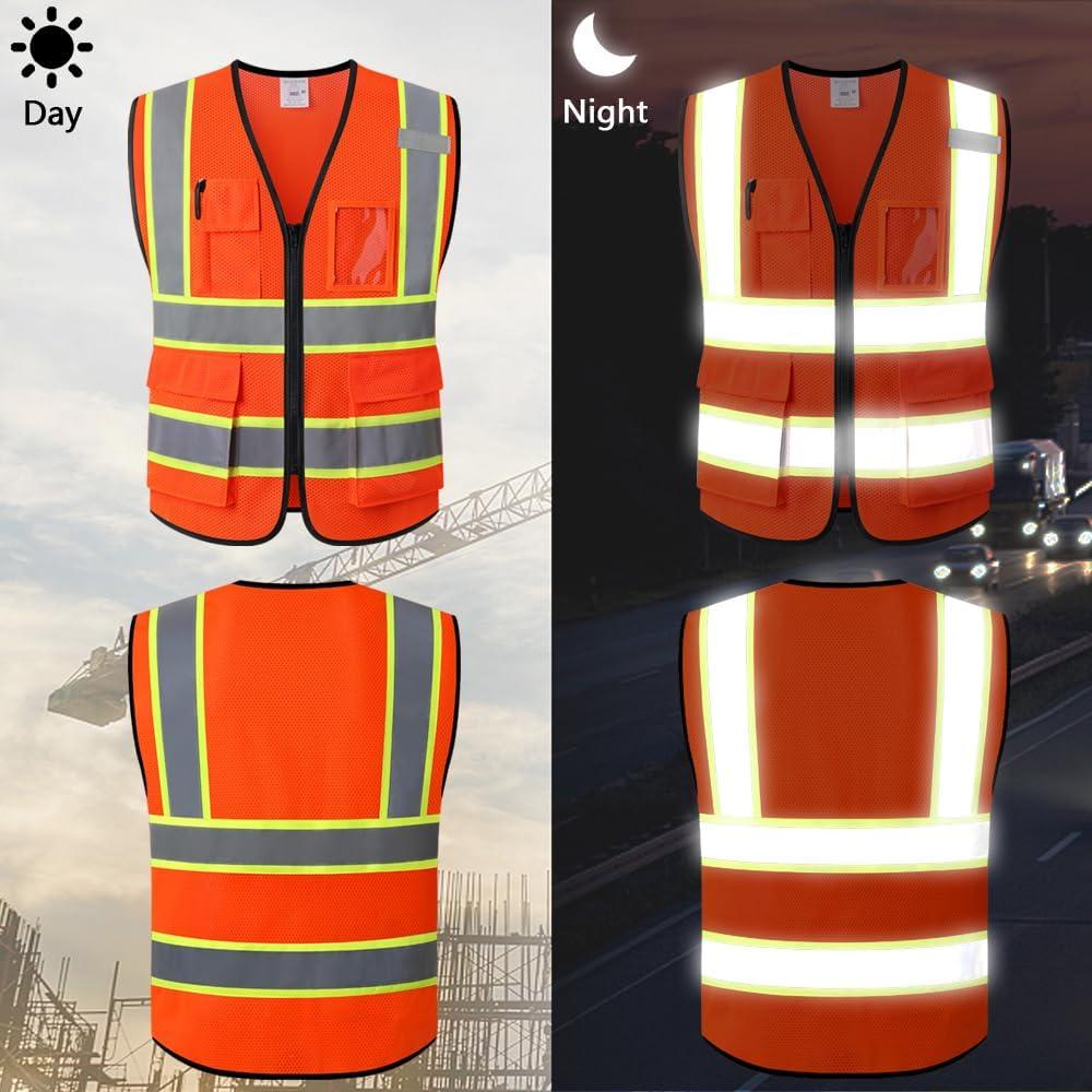 Chaleco Reflectante Kazsaifo Naranja Mediano 5 Bolsillos