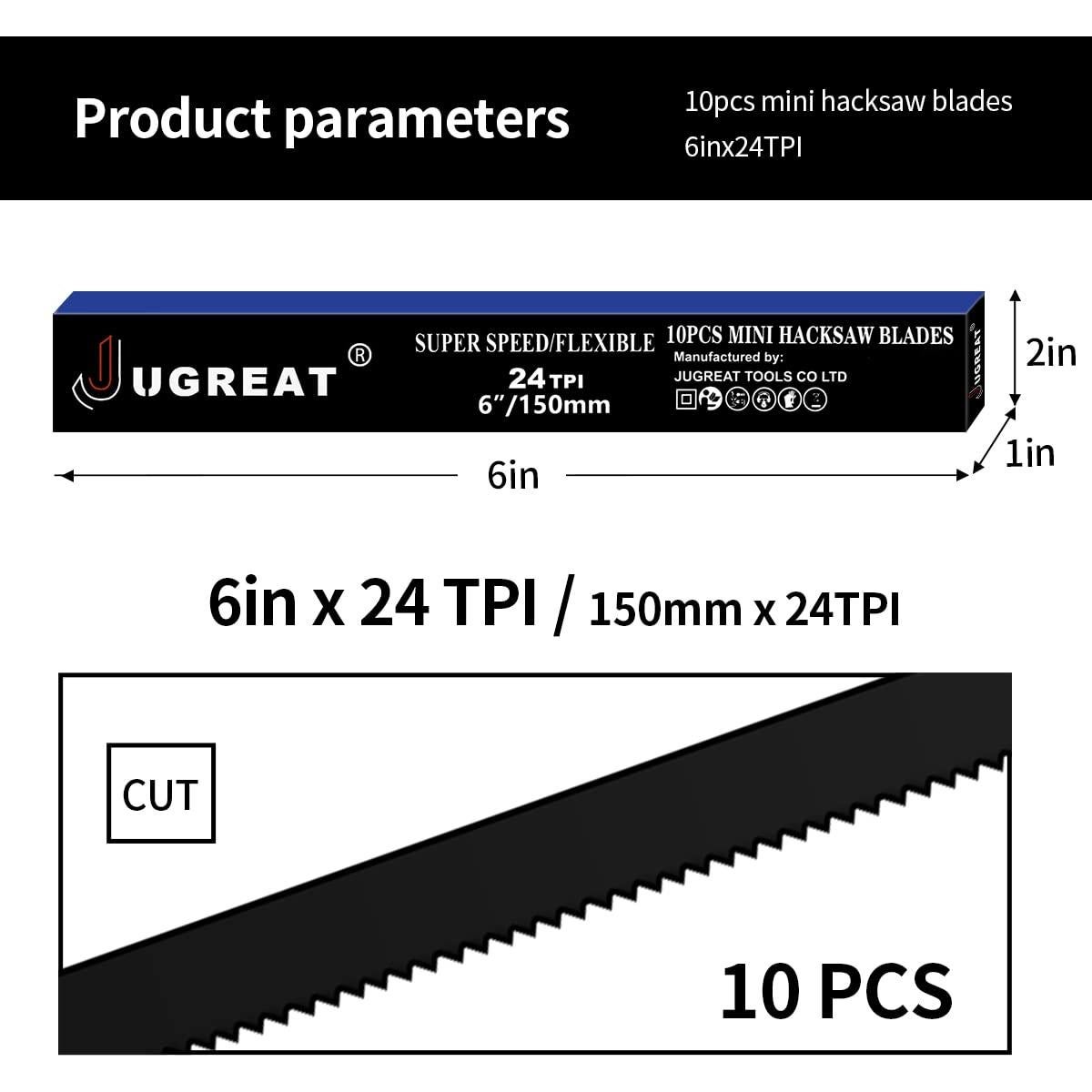 Cuchillas de Mini Sierra JUGREAT 150mm 24T - Paquete de 10
