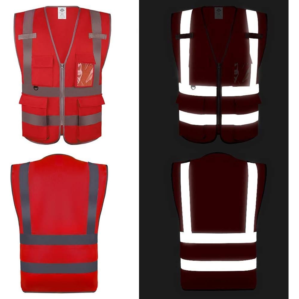 Chaleco de Seguridad Dazonity Rojo XL con Tiras Reflectantes