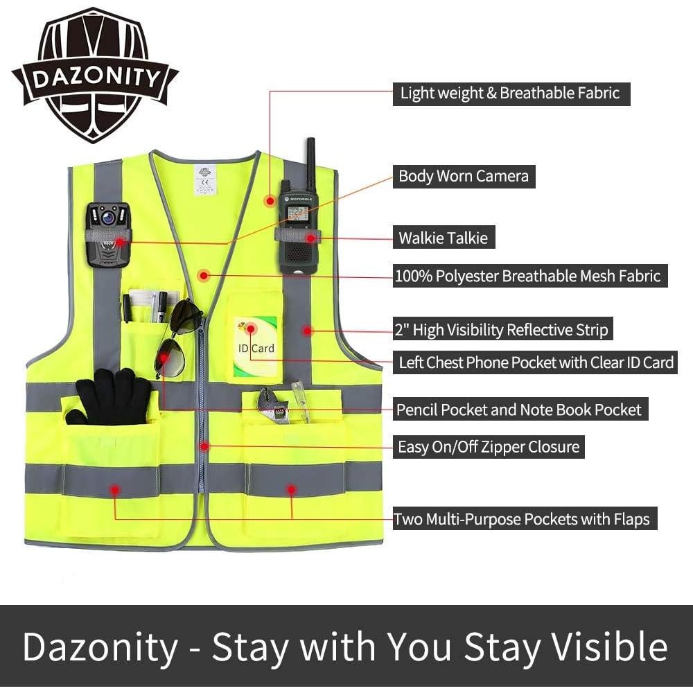 Chaleco de Seguridad Dazonity Rojo XL con Tiras Reflectantes