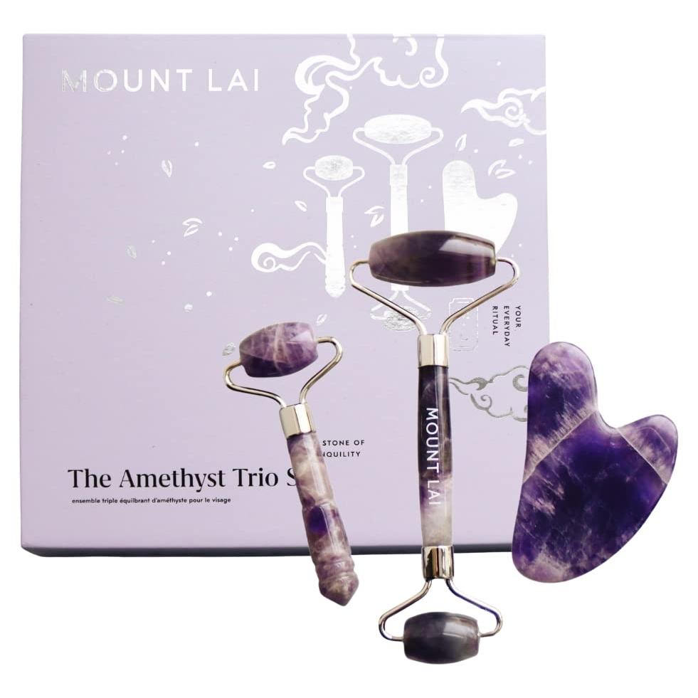 Conjunto Facial Calmante Mount Lai Amatista - Rodillo y Gua Sha
