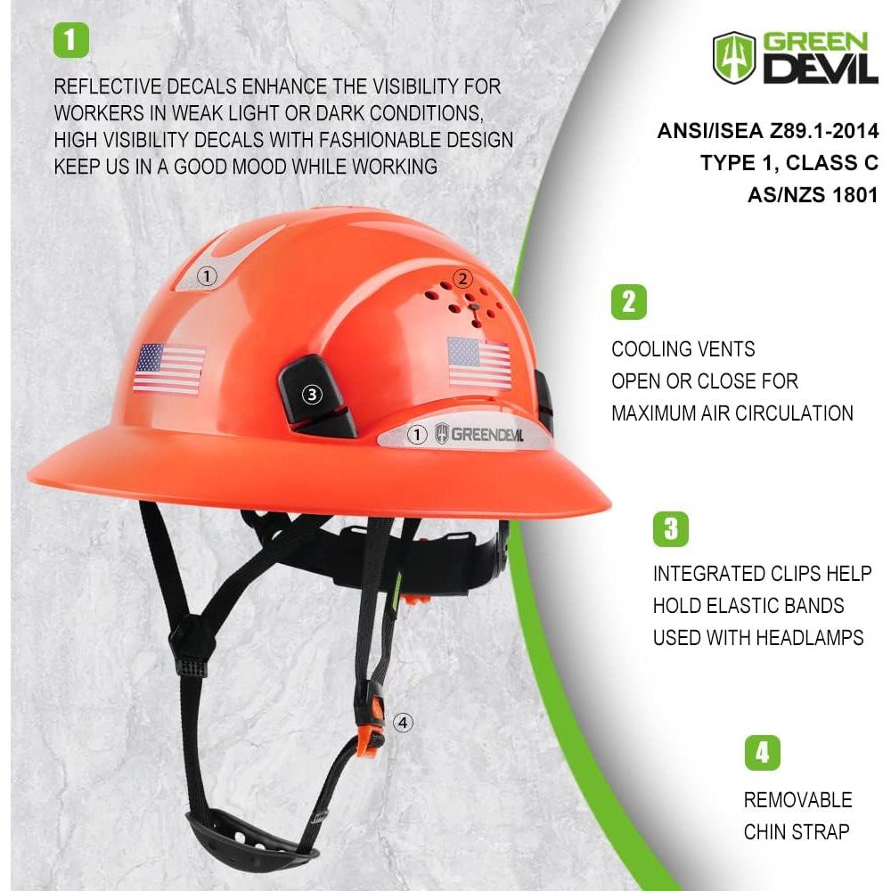 Casco de Seguridad GREEN DEVIL Mervex Vent FB Naranja
