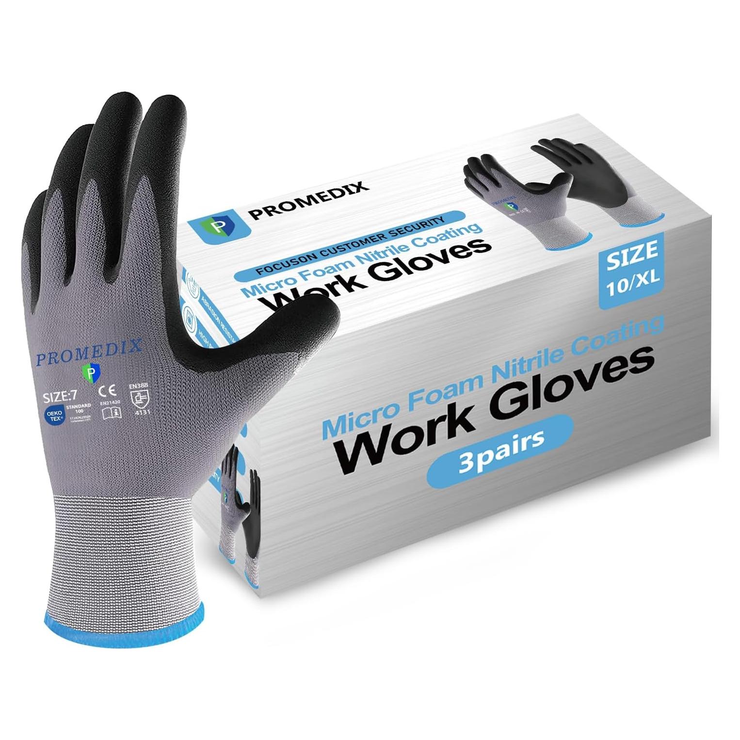 Guantes de Trabajo Promedix P Nitrilo Medianos 3 Pares