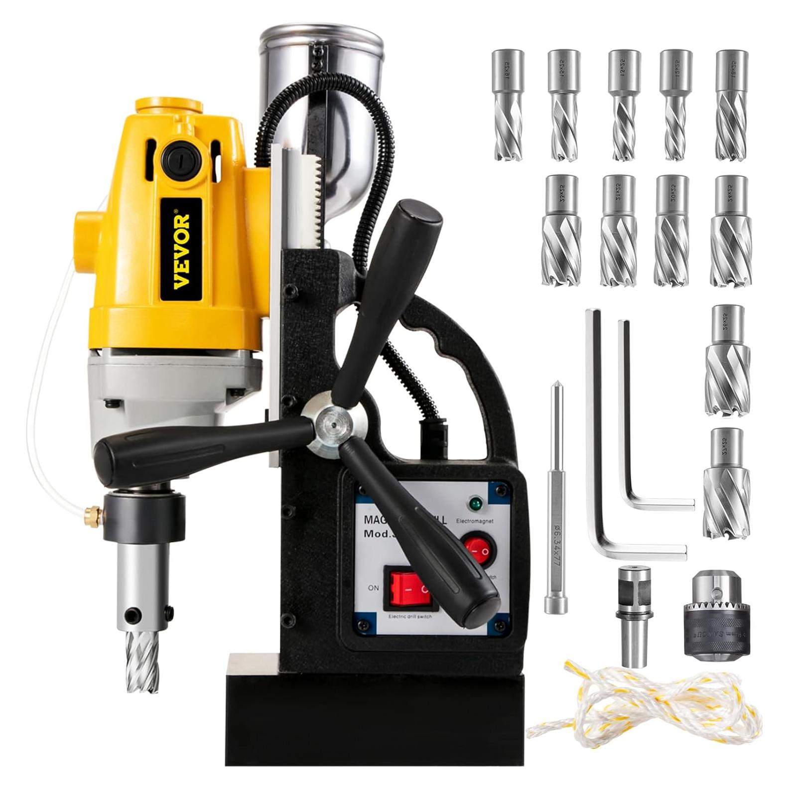 Prensa de Taladro Magnética VEVOR MD40 1100W 40mm 11 Piezas