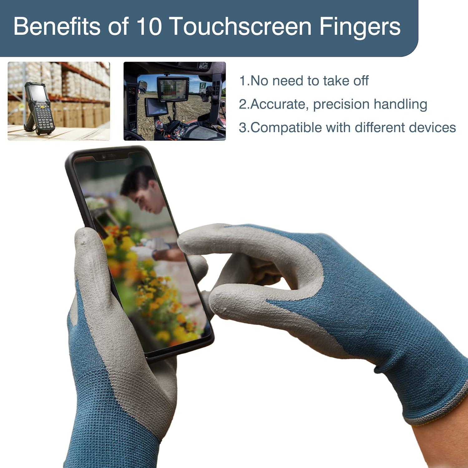 Guantes de Jardinería COOLJOB Táctiles Nitrilo 6 Pares Grande