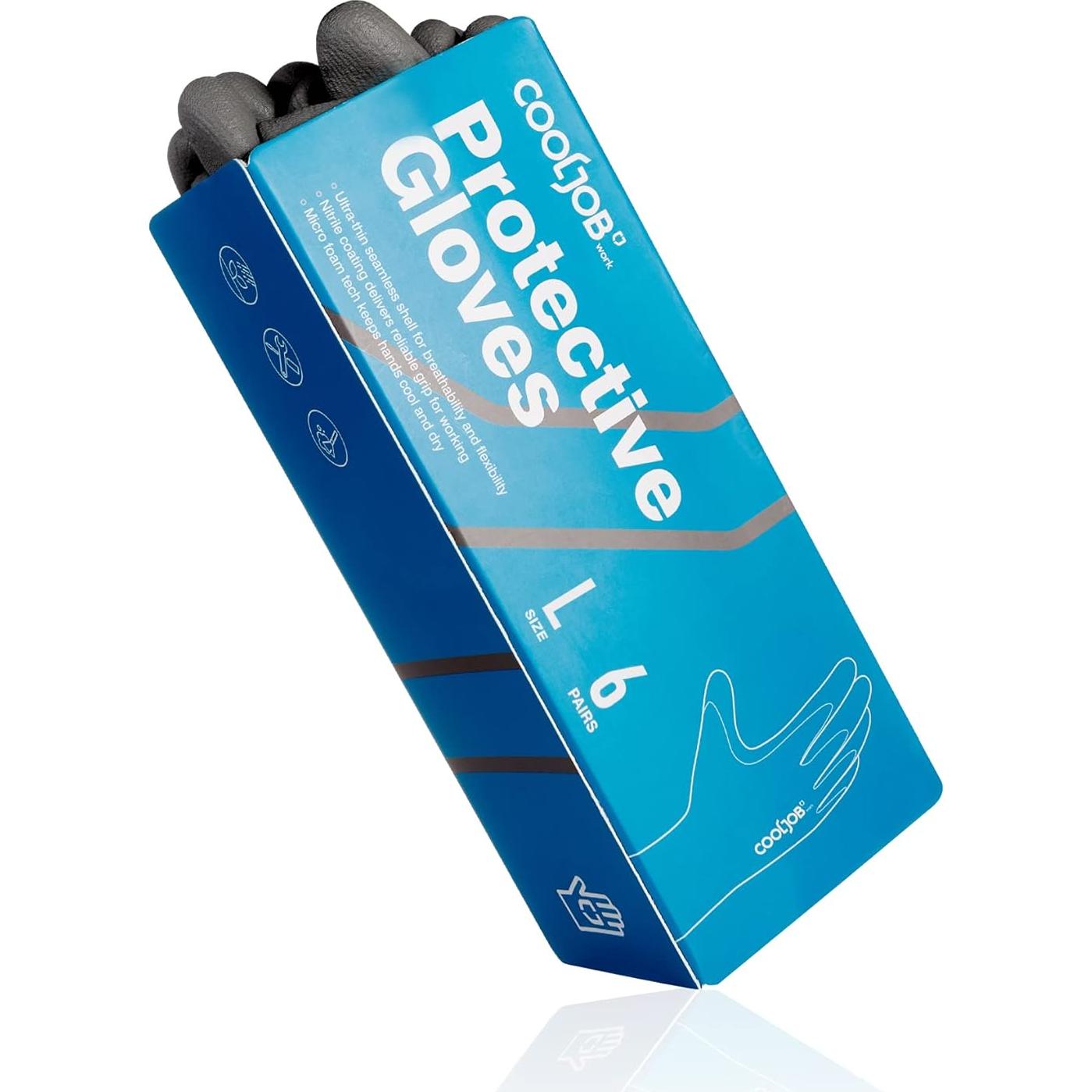 Guantes de Jardinería COOLJOB Táctiles Nitrilo 6 Pares Grande