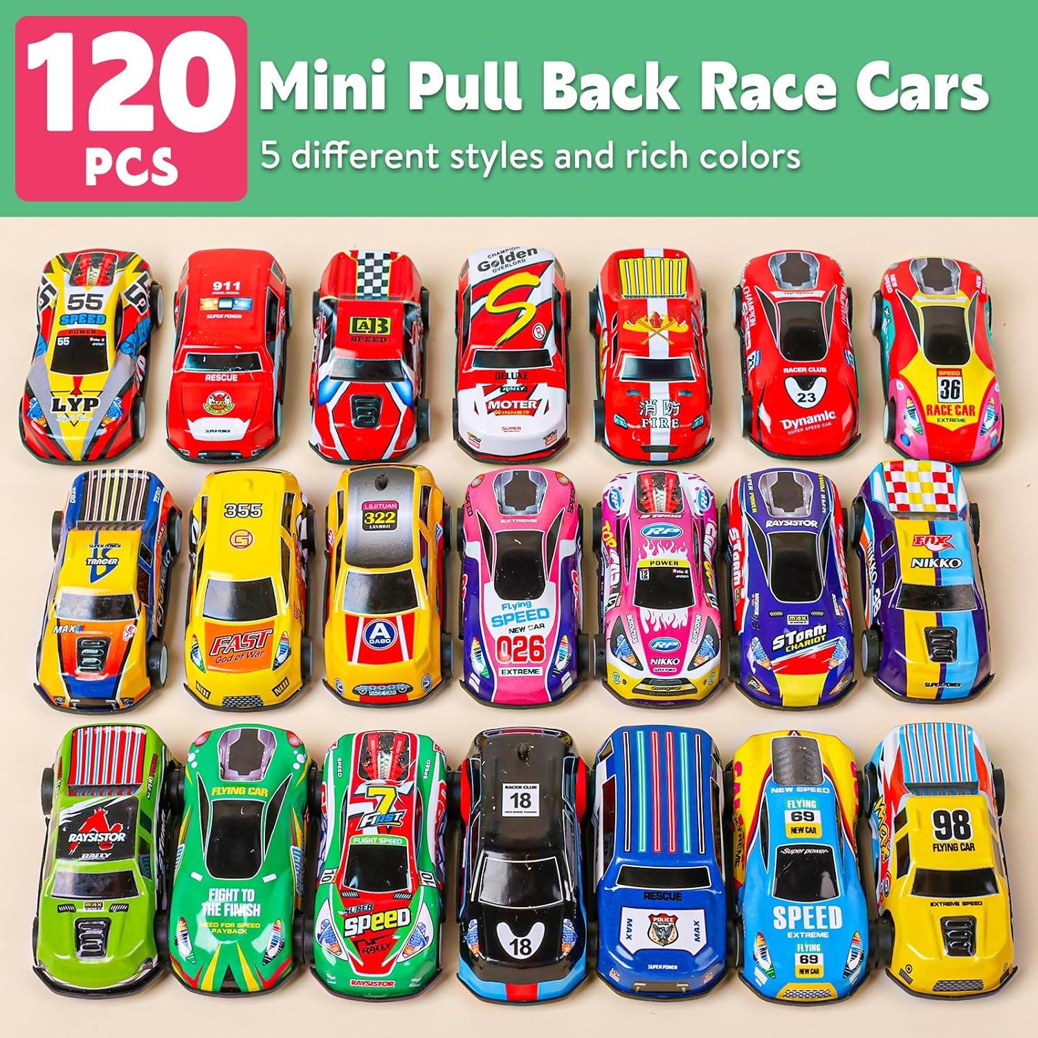 Coches Mini de Retroceso AZEN - 120 Pcs para Niños 3+