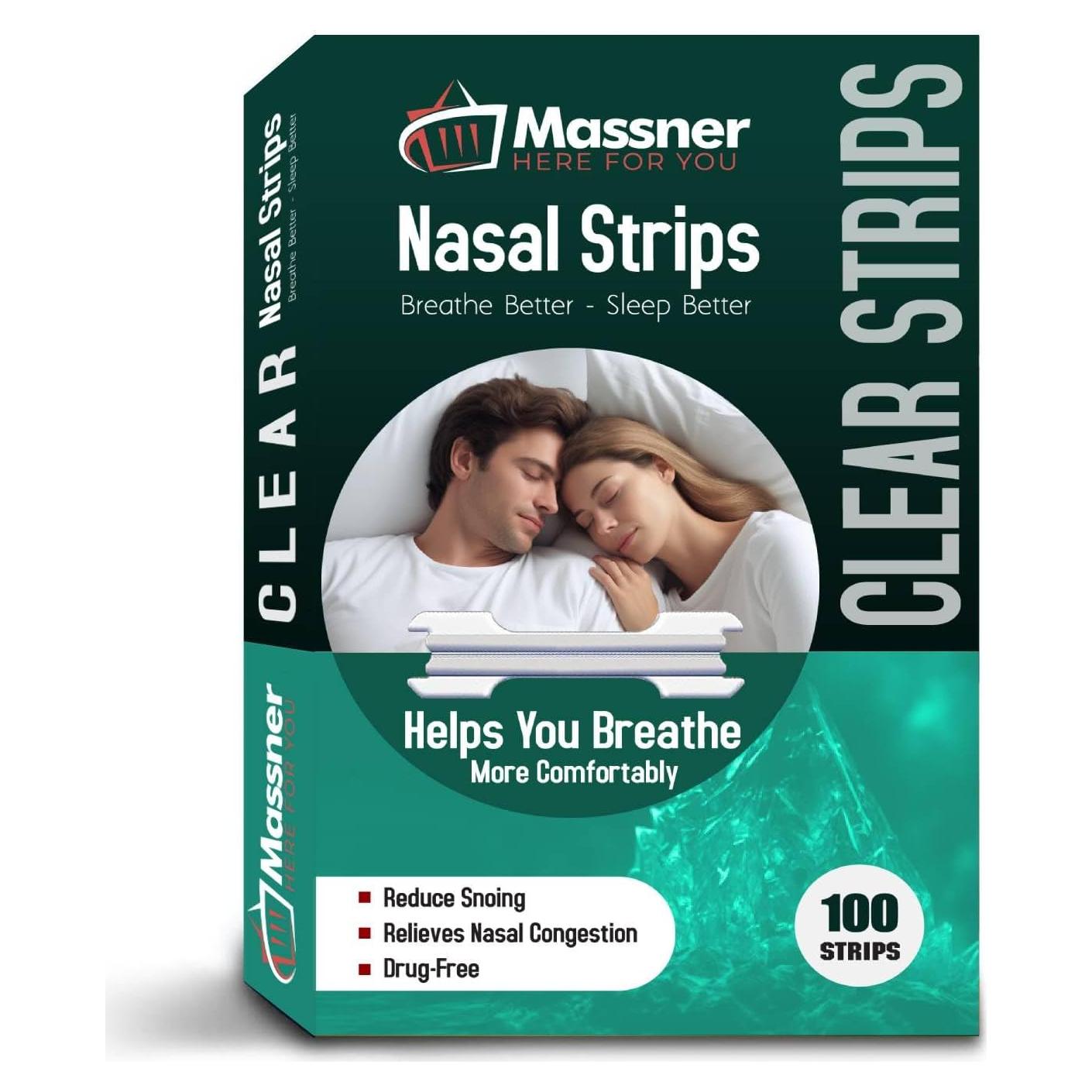 Tiras Nasales Transparentes Massner - Paquete de 100 Unidades