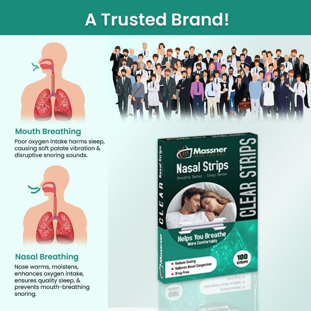 Tiras Nasales Transparentes Massner - Paquete de 100 Unidades