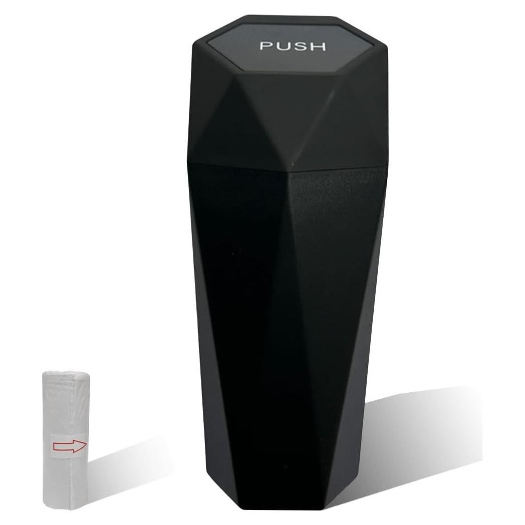 Basurero de Auto SMILFUY con Tapa y 15 Bolsas, Negro