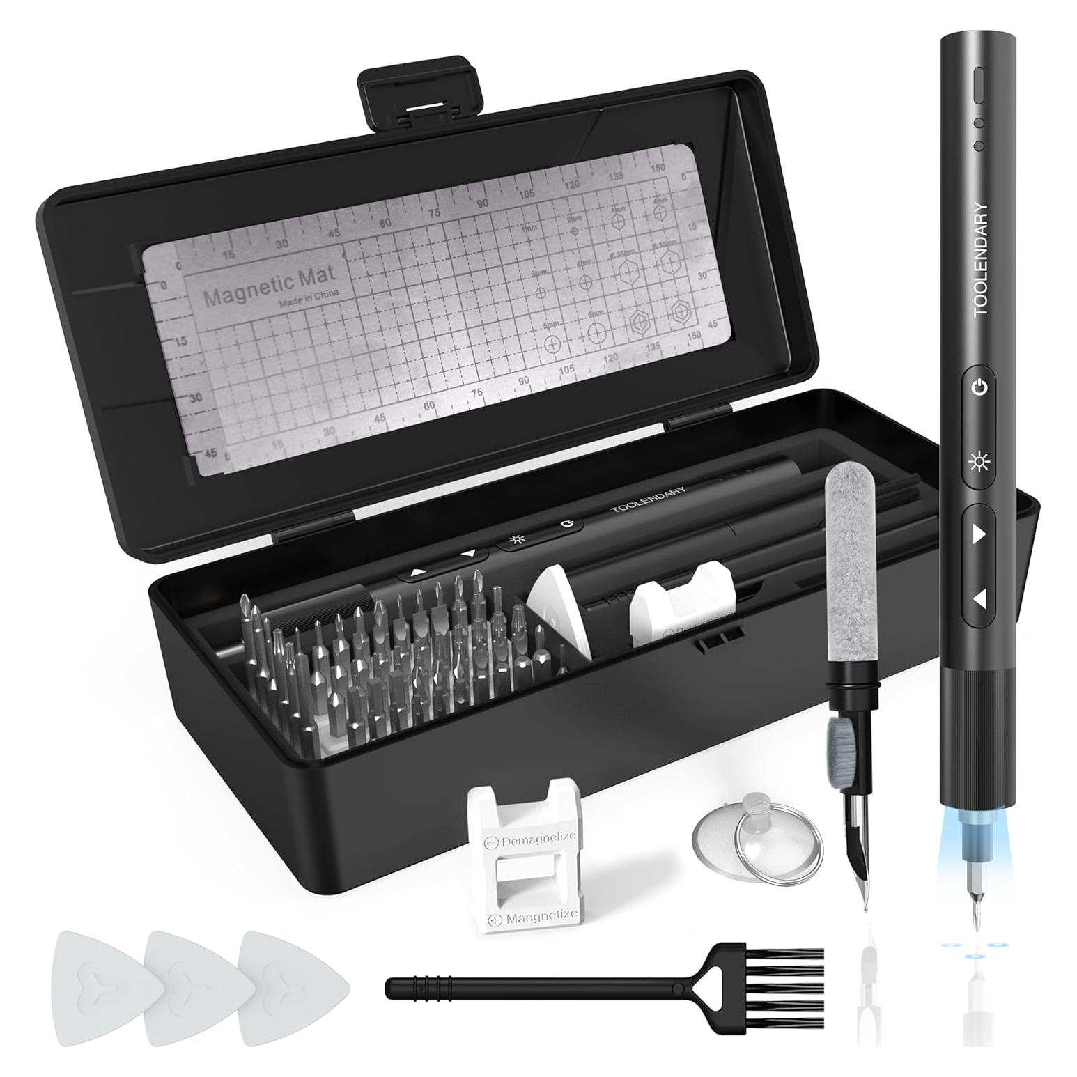 Electric Screwdriver Kits 66 in 1, Mini Screwdriver Sets, Precision Screwdriver Rechargeable with 56 Bits, Earphones Cleaner, Screwdriver Repair Tools for Camera, Laptop(Black)