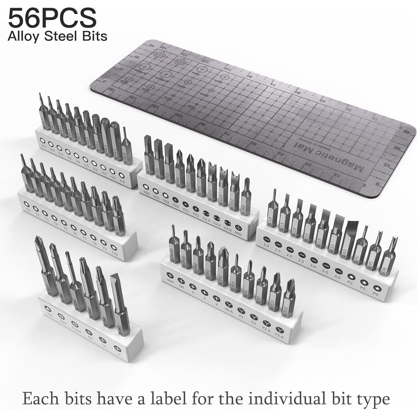 Electric Screwdriver Kits 66 in 1, Mini Screwdriver Sets, Precision Screwdriver Rechargeable with 56 Bits, Earphones Cleaner, Screwdriver Repair Tools for Camera, Laptop(Black)