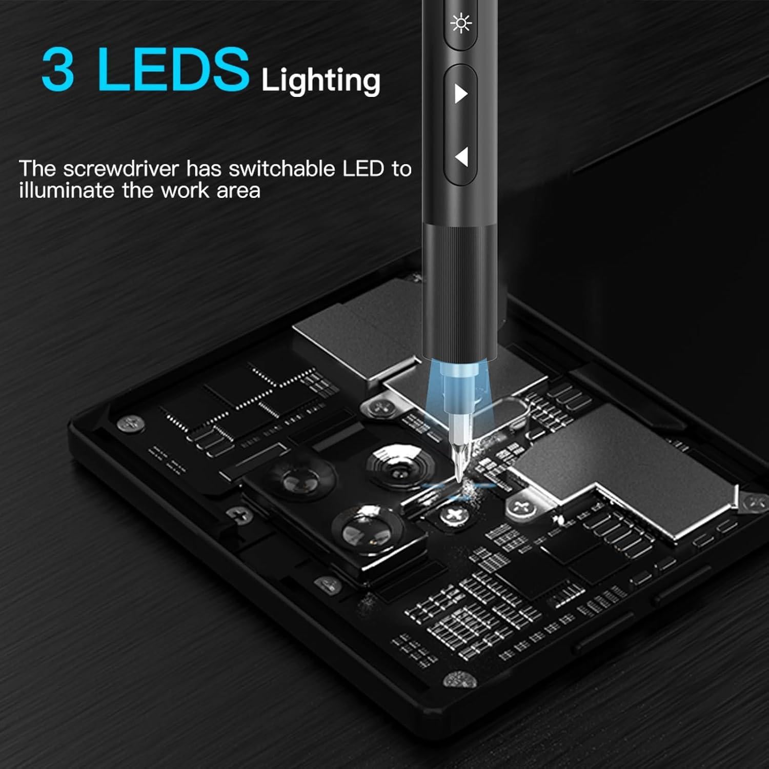 Electric Screwdriver Kits 66 in 1, Mini Screwdriver Sets, Precision Screwdriver Rechargeable with 56 Bits, Earphones Cleaner, Screwdriver Repair Tools for Camera, Laptop(Black)