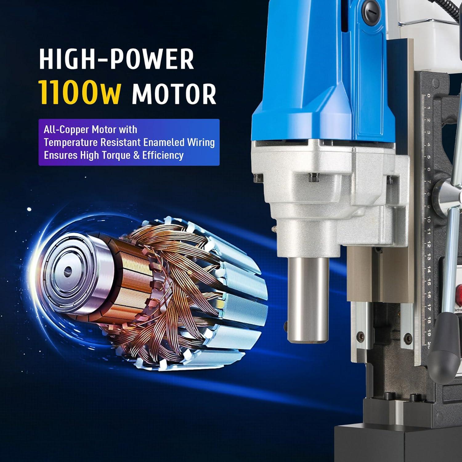 Prensa de Taladro Magnético ZELCAN 1100W 1.6" (40 mm) Portátil