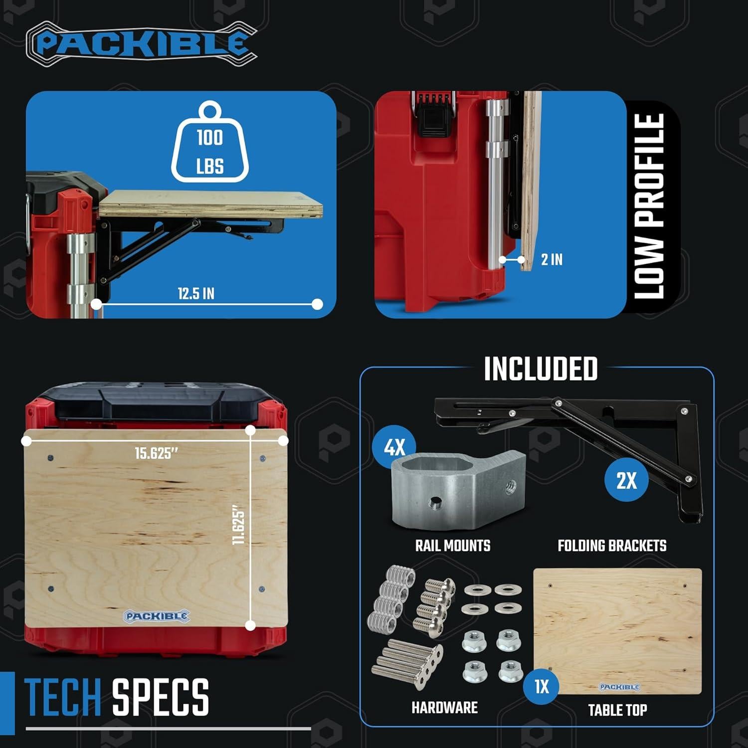 Mesa Plegable Milwaukee Packout PACKIBLE - Madera de Abeto UV