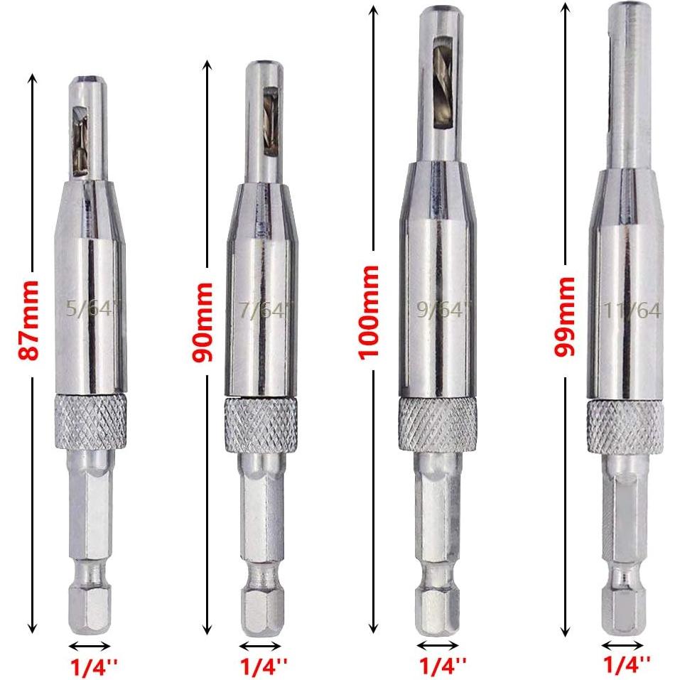 Saiper Juego de Brocas para Bisagras HSS 4 Piezas 5-11 mm