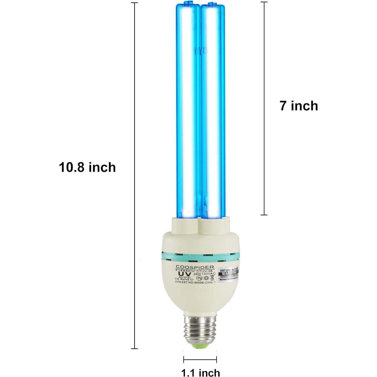 Bombilla UVC 36W COOSPIDER CTUV-36 con Ozono E26
