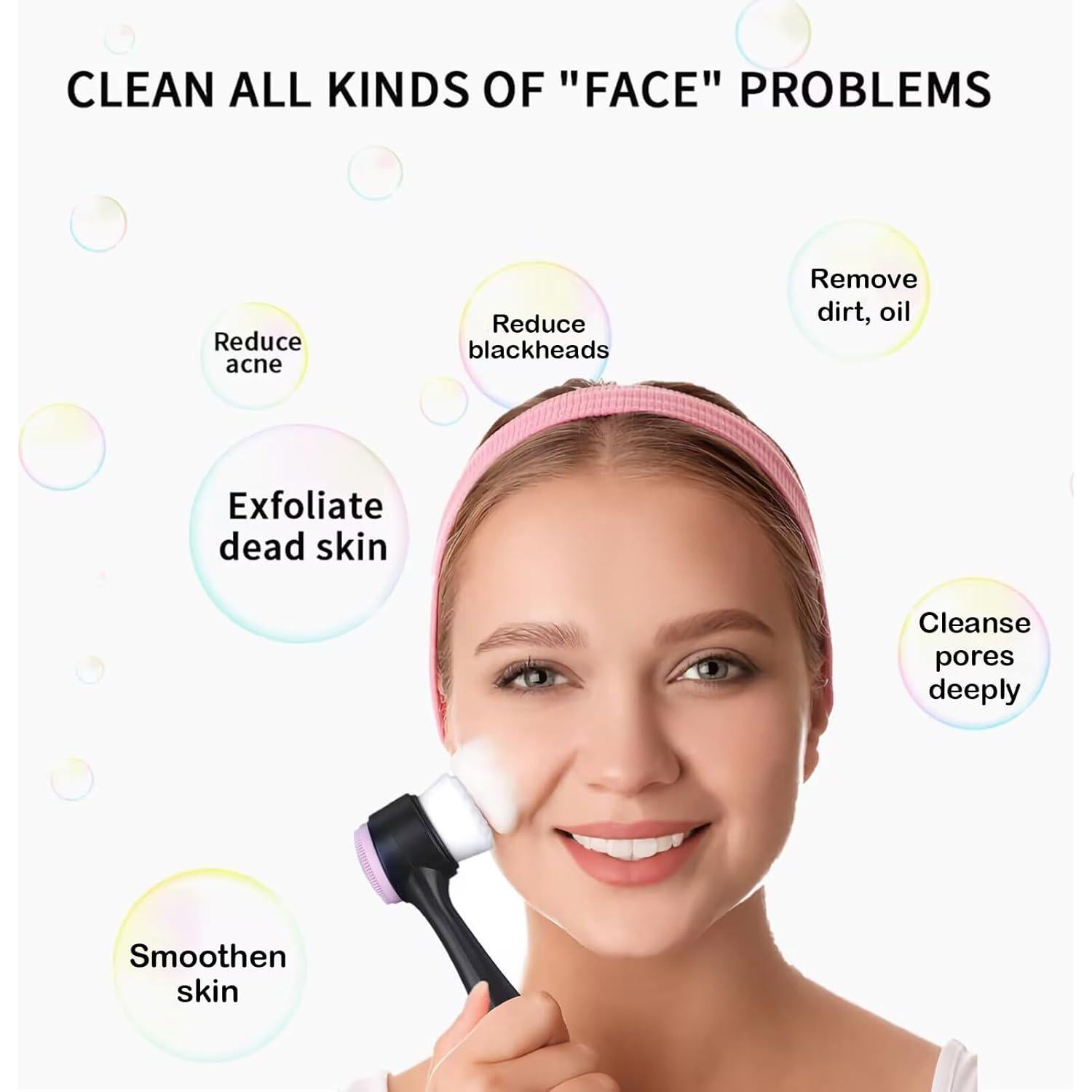 Cepillo Facial de Limpieza 2 en 1 Beomeen con Diadema y Muñequera