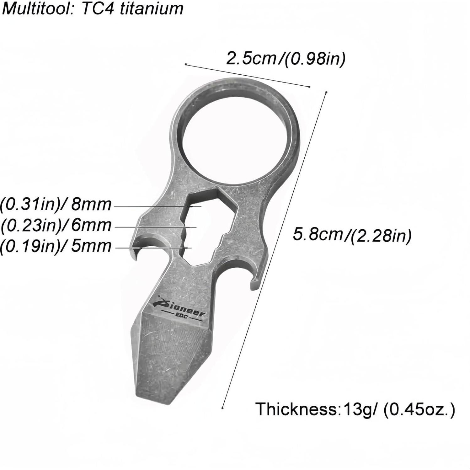 Llave Multi-herramienta Titanio EDC 2.26x5.79cm Gris