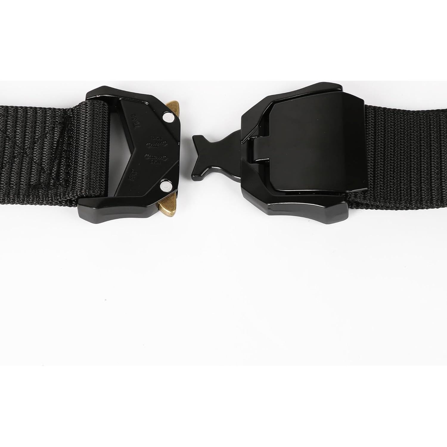 Cinturón Táctico Hombre Negro Ajustable 3.81 cm Nylon