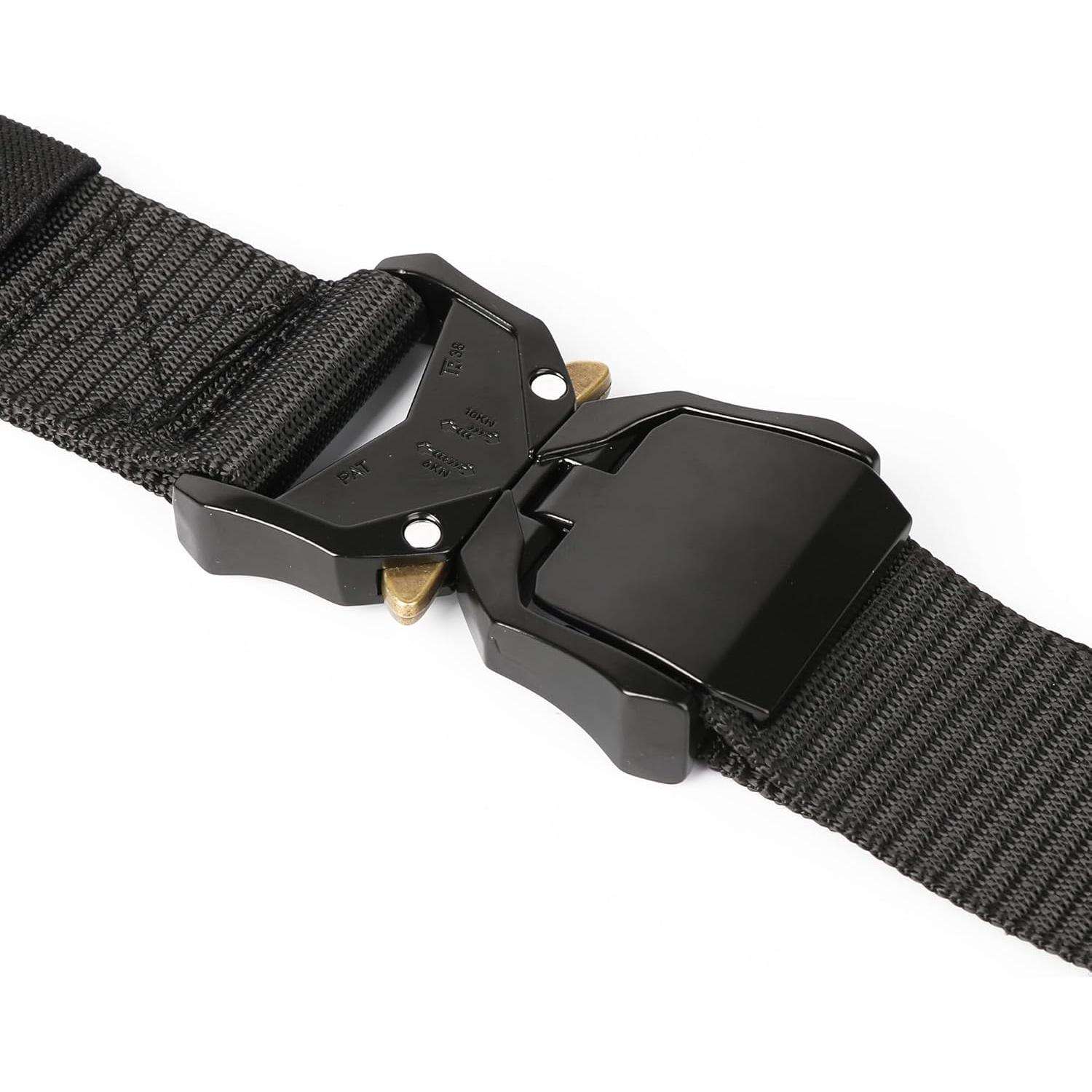 Cinturón Táctico Hombre Negro Ajustable 3.81 cm Nylon