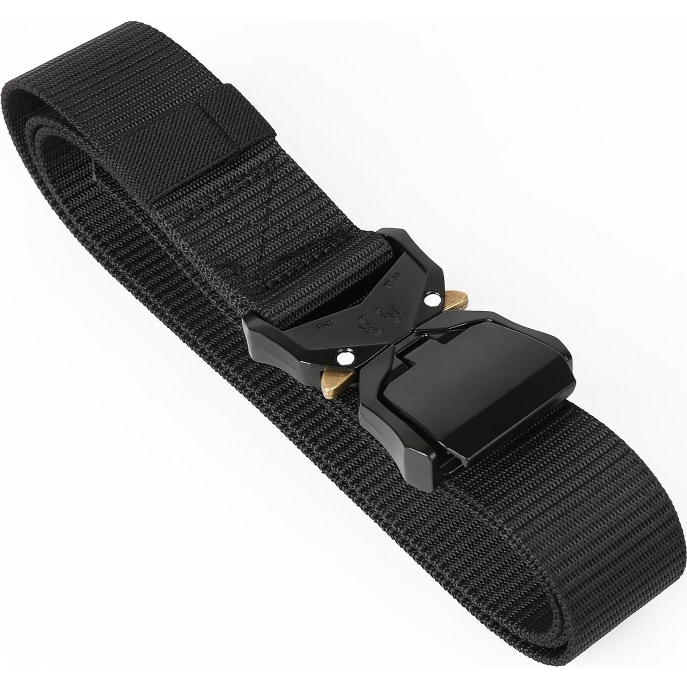 Cinturón Táctico Hombre Negro Ajustable 3.81 cm Nylon