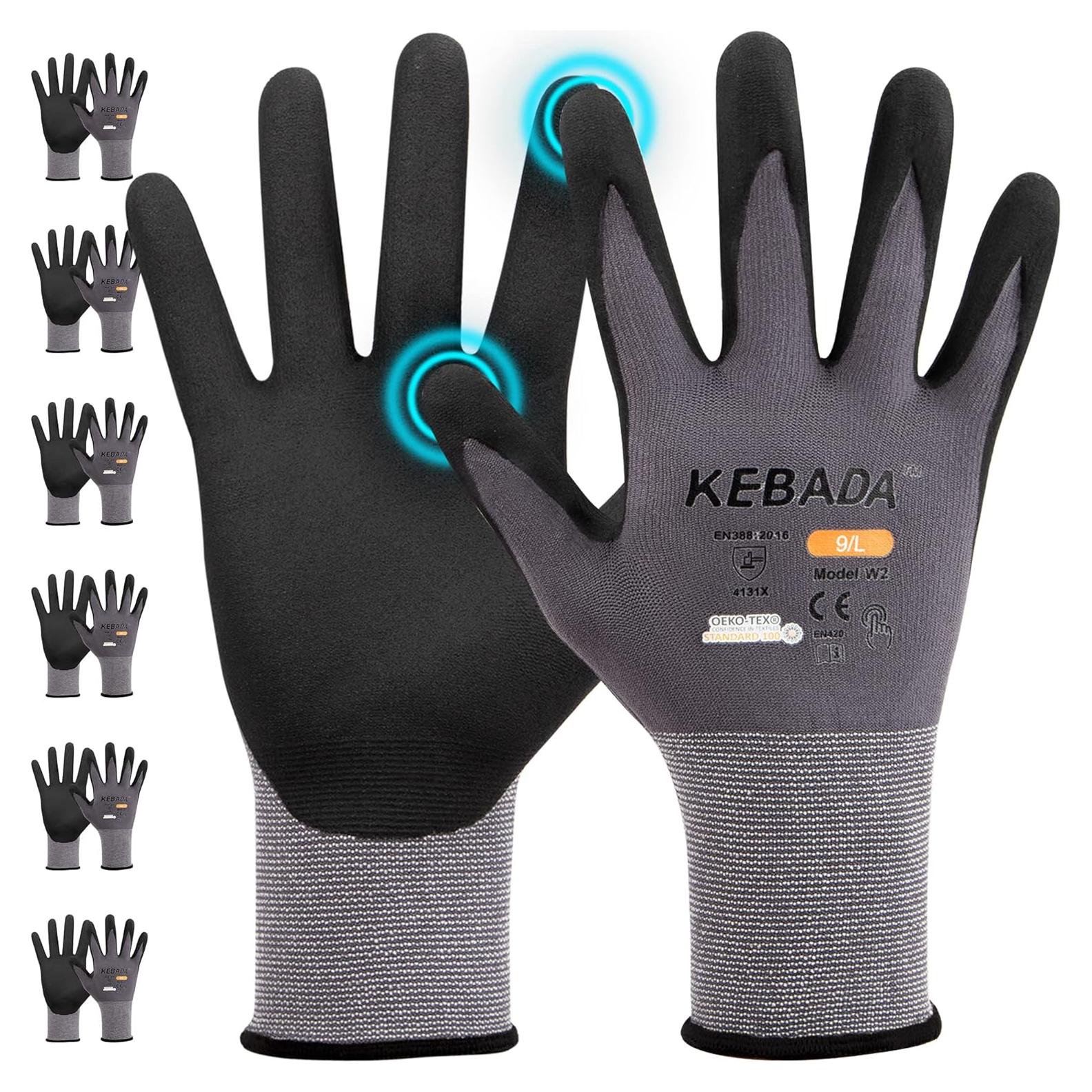 Guantes de Trabajo Kebada W2 Medianos Nitrilo 6 Pares