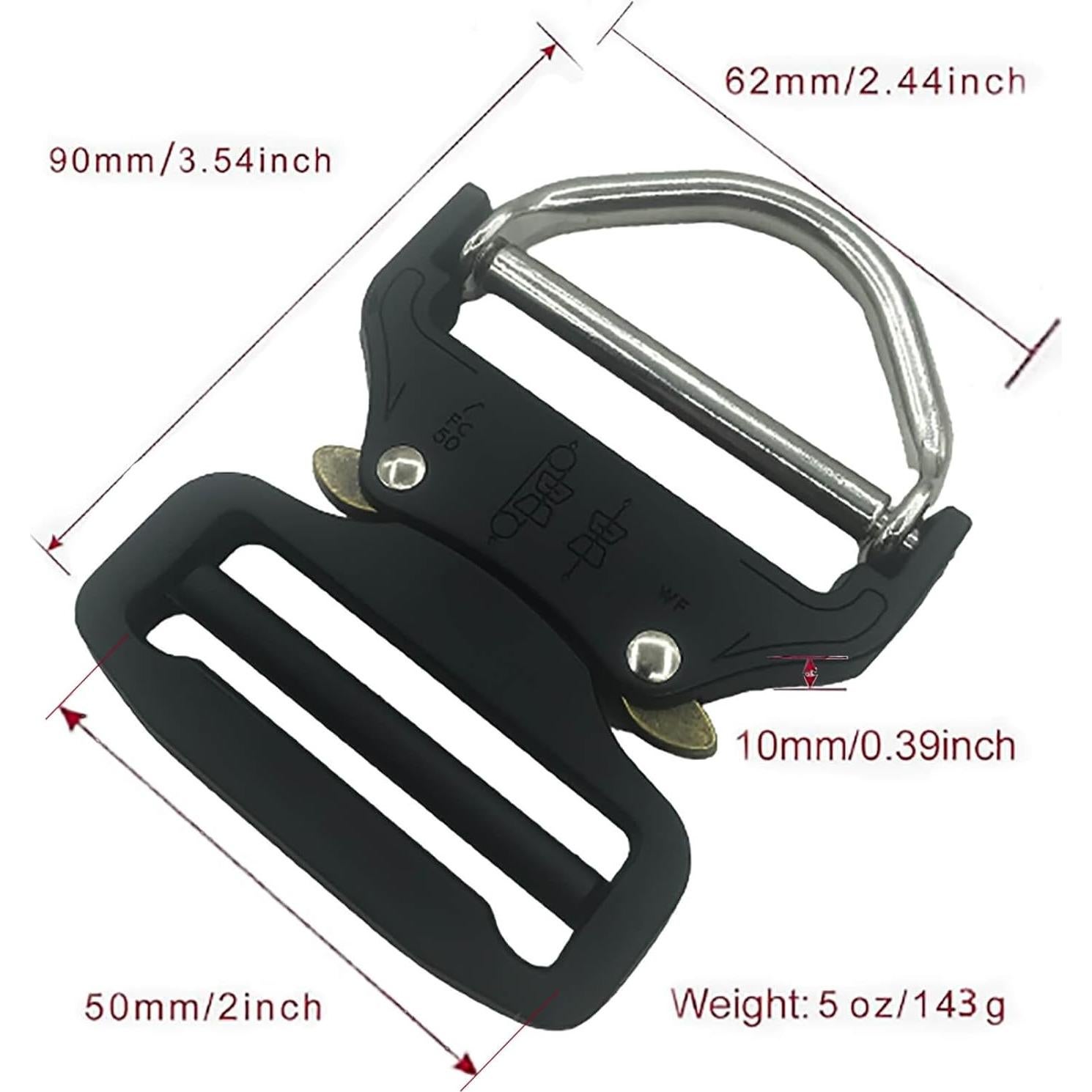 Hebilla D-Ring Táctica Metal 7.9cm 1.25" Ancho